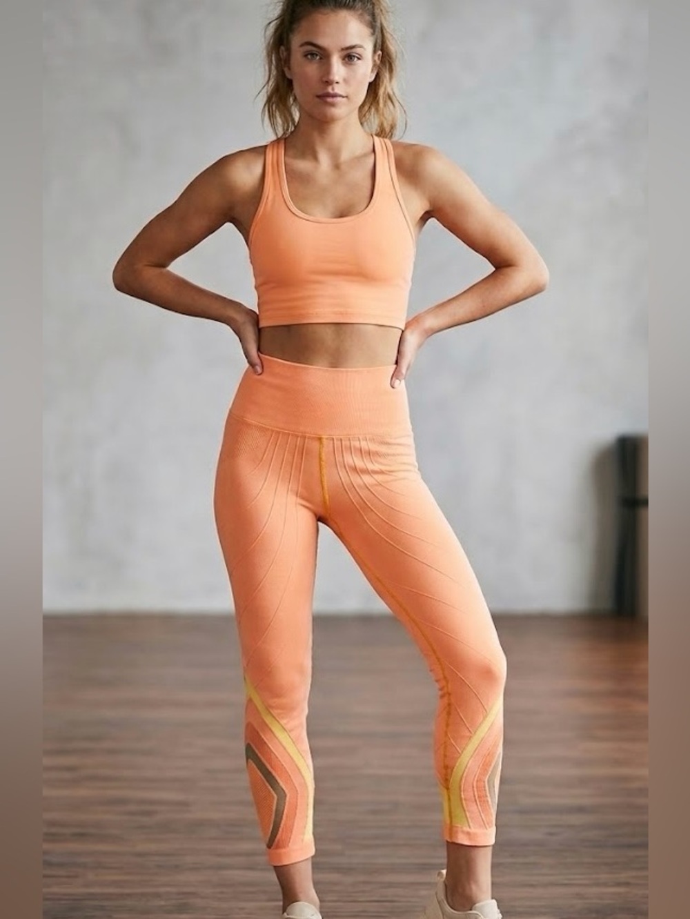 FP Movement The Essence Leggings Orange Sun High Rise 7/8 Length Activewear